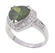 SilverBin Sterling Silver Prong Set Heart Shape Green CZ Ring with Small CZ Accents