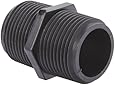 Banjo NIP100-SH Polypropylene Pipe Fitting, Short Nipple, Schedule 80, 1" NPT Male, 2" Length