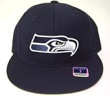 Size 7 7/8 Navy NFL Seattle Seahawks 3D Embroidered Fitted Flat Bill Cap / Hat