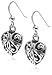 Jewelry : Sterling Silver Open Filigree Heart Dangle Earrings