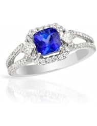 14K White Gold Tanzanite and Diamond Ring -- LIFETIME WARRANTY