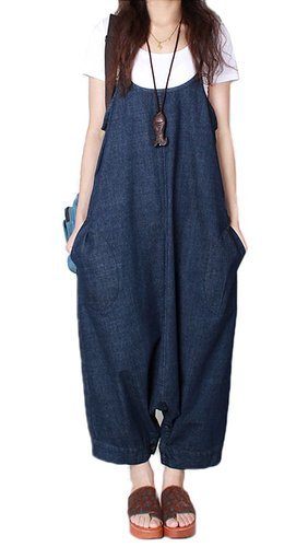 レディース サロペットパンツ ワンピース サルエル デニム素材