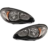 Chrysler PT Cruiser Replacement Headlight Unit Black Bezel - 1-Pair by AutoLightsBulbs