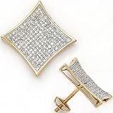 Solid 14K Yellow Gold .75 Carat Micro Pav� Genuine Diamond Earrings