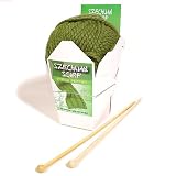 Szechuan Scarf - Scaft Knitting Kit with Bamboo Knitting Needles and Instructions: Green Pepper