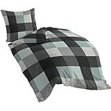 Feinbiber-Bettwäsche Dessin 6452 türkis 02, 135x200 cm + 80x80 cm