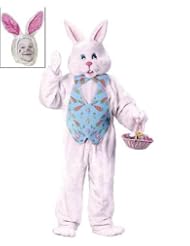 Easter Bunny Costume Deluxe Adult White With Blue Vest and Mascot Head Easter Bunny Costume Deluxe Adult White With Blue Vest and Mascot Head