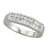 14K White Gold Princess Invisible Set Diamond Band Ring