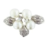 Simulated Pearl And Diamond Fancy Fashion Pugster Brooch