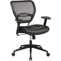 Office Star Professional Air Grid Back Managers Chair Leather Seat 2-to-1 Tilt Control 5700-OS