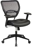 Office Star Space Professional Air Grid Back Managers Chair with Leather Seat and 2-to-1 Synchro Tilt Control