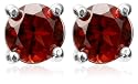Sterling Silver 6mm Round Garnet Stud Earrings