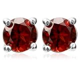 Sterling Silver 6mm Round Garnet Stud Earrings