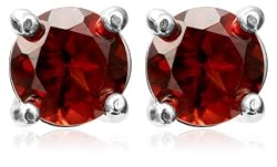 Sterling Silver 6mm Round Garnet Stud Earrings