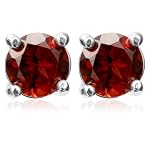 Sterling Silver 8mm Round Garnet Earrings