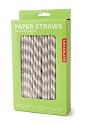 Kikkerland Biodegradable Paper Straws, Gray and White Striped, Box of 144