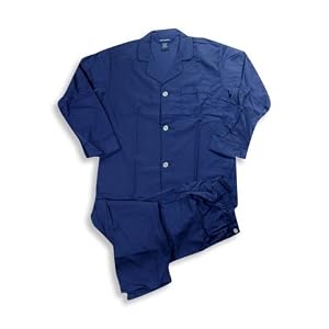 John Ashford - Mens Long Sleeve Broadcloth Pajamas, Navy, Midnight Navy