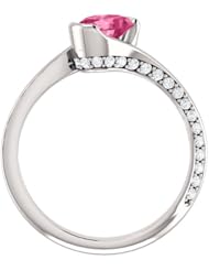 18K White Gold 7.00x5.00mm Oval Cut Pink Tourmaline and Diamond Ring -- LIFETIME WARRANTY