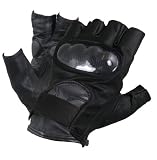 Men's Leather Knuckle Protected Riding Fingerless Gloves - Size : Small