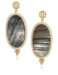 Freida Rothman Belargo Jewelry Oval Mother-Of-Pearl Grey Mother-Of-Pearl Drop Earrings