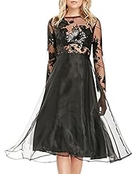 Sexy A-line Polyester Sheer Lace Sequined Peplum Jacquard Party Dress/Midi Dress 