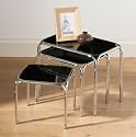 Nest of 3 black glass rectangular tables