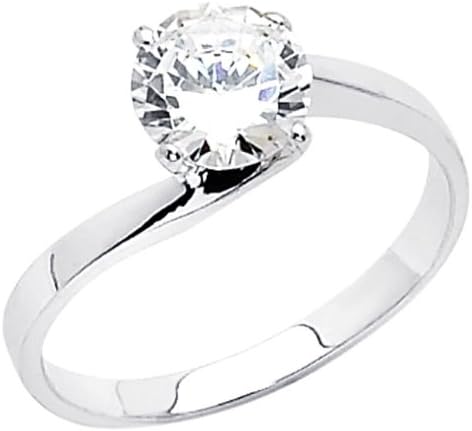 14k White Gold 1ct TGW Round-cut Diamonette Cubic Zirconia Solitaire Bypass Engagement Ring