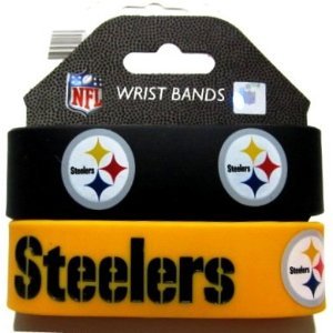 NFL Pittsburgh Steelers Football Silicone Rubber Wrist Bands Bracelets Set Of 2