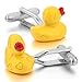 Men's 2PCS Rhodium Plated Cufflinks Red Yellow Duck Heart Shirt Wedding Business 1 Pair Set Unique