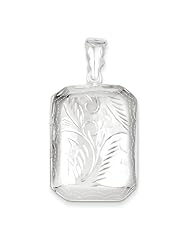 Sterling Silver Diamond-Cut Rectangular Locket
