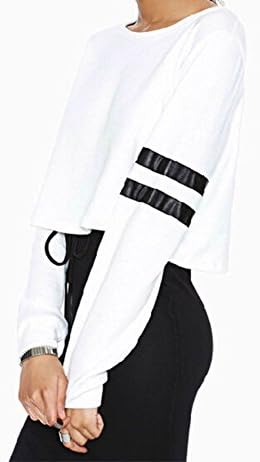 XIANKI Women's Long Sleeve Bold Stripped False Two Jumper Sweater Pleated Dress White M