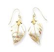 14k Mother of Pearl Leaf Dangle Earrings