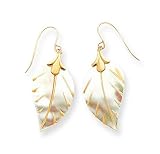 14k Mother of Pearl Leaf Dangle Earrings