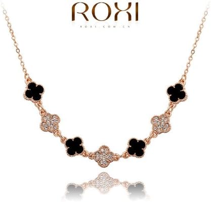 Laprapha_Necklaces Necklace Fashion New Women Luxury Austrian Crystal Real 24K Rose Gold Filled Four Leaf Clover Pendant Necklace Jewelry