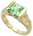 10k Yellow Gold Band 1/4 (7mm) wide, w/ 0.10 Carat Round Brilliant Diamonds & 2.20 Carats Oval Cut Lab Created Green Sapphire Stone