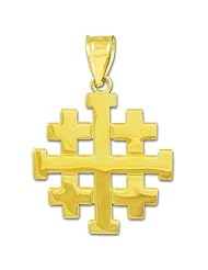 10k Gold Templar Crusaders Jerusalem Cross Pendant