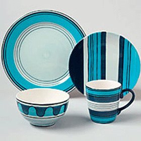 Pfaltzgraff Cool River 16-Piece Dinnerware Place Setting, Service for 4