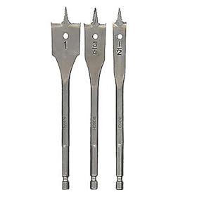 Bosch SB5003 Rapid Feed 3 Piece 1-Inch, 3 4-Inch, and 1 2-Inch Spade Drill Bit Assortment by Bosch