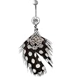 Modest Ornate Teardrop Polka Dot Feather Belly Ring