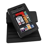 Amazon Kindle Fire 360 Multi-Angle Rotating Leather Case Cover, Folio Book Style (Black)
