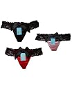 Sexy Evening Thong-Black, PINK and Red Satin thong delicated with Floral lace
