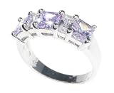 SilverBin Sterling Silver Anniversary Style Prong Set Lavender Princess Cut CZ Ring