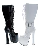 X-PAIGE, 7.5 Chunky Heel Knee High Boots With Zipper in Black or White by Ellie Shoes