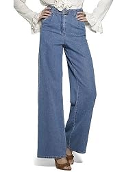 Newport News Jeanology Stretch High-Waist Wide-Leg Jeans