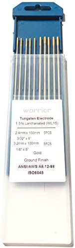 10Pcs WL15 (Gold) Tig Tungsten Electrode AC DC Welding Assorted Size in 3/32"x6"-1/8"x6"