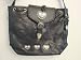 Apparel : Black Leather Lambskin Saddle Handbag Metal Concho Hearts