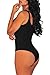 HOTAPEI Women Sexy Sleeveless Front Zipper Accent Teddy Bodysuit Medium Black