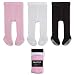 LA Active Baby Tights - 3 Pairs - Non Skid/Slip Cotton (Pink/White/Black, 0-3 Months)