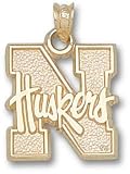 Nebraska Cornhuskers Solid 10K Gold ''N HUSKERS'' Pendant