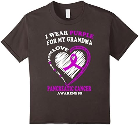 Kids Pancreatic Cancer T Shirt - I Wear Purple For My Grandma 12 Asphalt